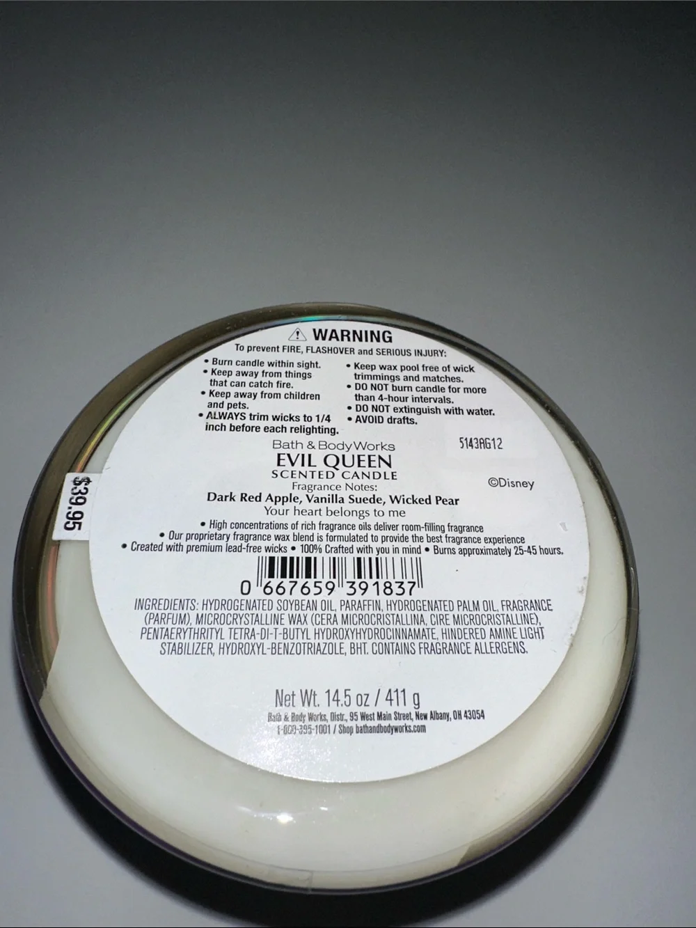 Bath & Body Works x Disney Evil Queen Maleficent 3 wick candle Halloween 2024